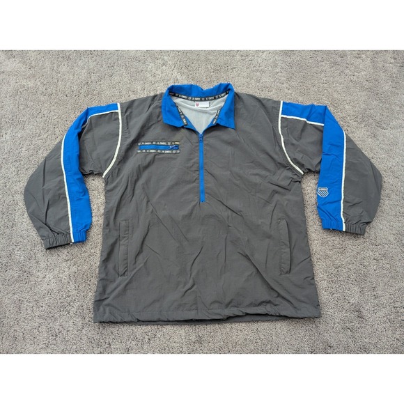 K Swiss Apparel Jacket Mens Medium Windbreaker Mesh Lined Half‎ Zip Gray - Picture 1 of 9